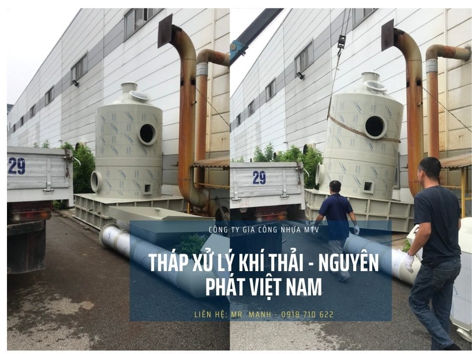 Tháp xử lý khí thải hơi axit gia công cho công ty Nguyên Phát Việt Nam