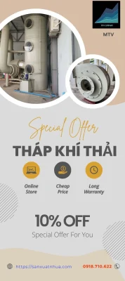 Banner Sale off tháp xử lý khí thải nhựa PP