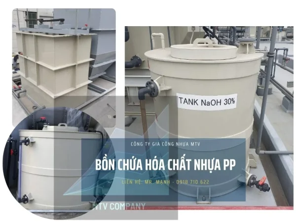 Bồn chứa hóa chất bằng nhựa PP 500 lít chất lượng cao, bền đẹp