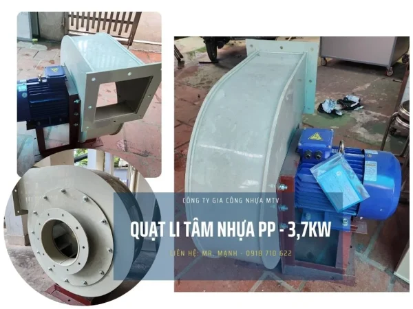 Quạt ly tâm bằng nhựa PP công suất 3,7kw chống ăn mòn